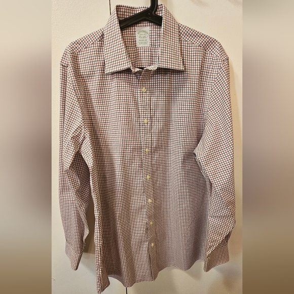 Brooks Brothers Milano Men's Checkered Button Down Dress Shirt Size 16 1/2 34 - Picture 1 of 9
